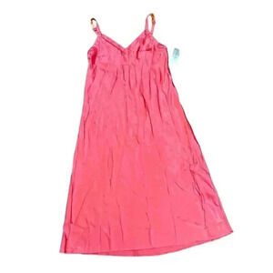 Morgan Taylor Intimates M Hot Pink Slip Nightgown Chemise Silky Barbiecore NWT